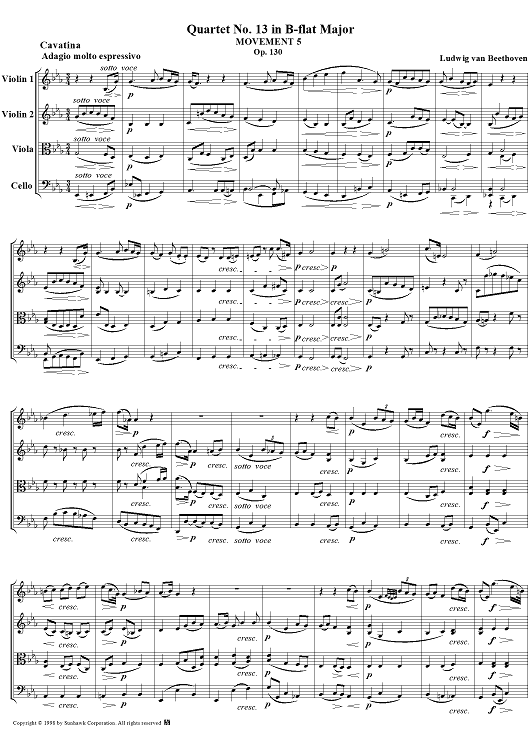 String Quartet No. 13, Movement 5 - Score