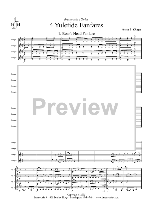4 Yuletide Fanfares - Score