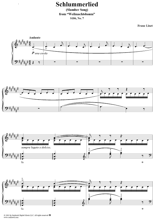 Schlummerlied, No. 7 from "Weihnachtsbaum", S186