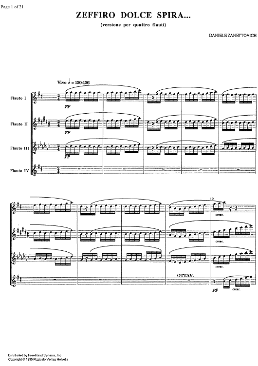 Zeffiro Dolce Spira... - Score