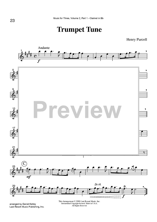 Trumpet Tune - Part 1 Clarinet in Bb