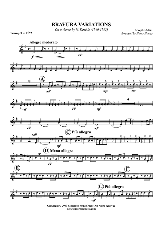 Bravura Variations on a theme by N. Dezede (1740-1792) - Trumpet 2 in Bb