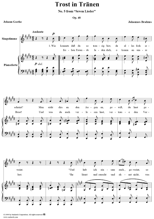 Trost in Tränen - No. 5 from "Seven Lieder" Op. 48