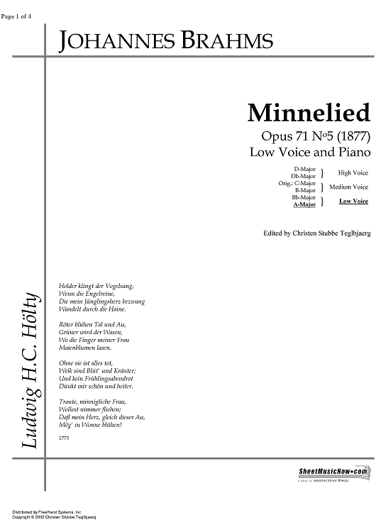 Minnelied Op.71 No. 5
