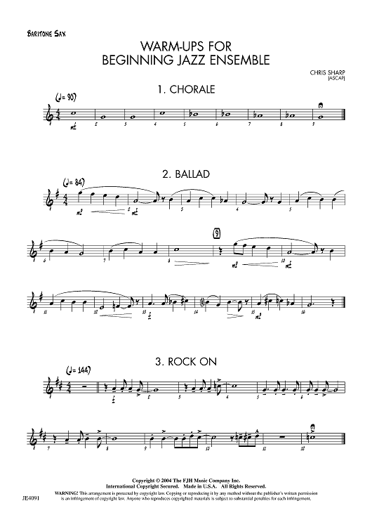Warm-ups for Beginning Jazz Ensemble - Opt. Baritone Sax