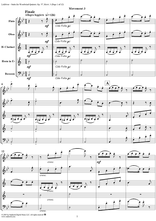 Suite for Woodwind Quintet, No. 3: Finale - Score