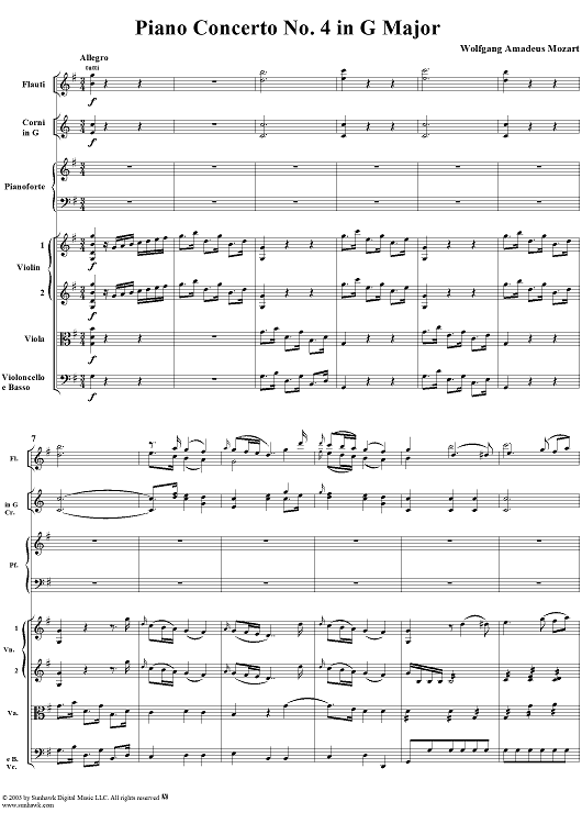 Piano Concerto No. 4 in G Major, K41 - Full Score