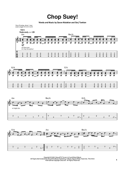 System of a down 2025 chop suey guitar chords