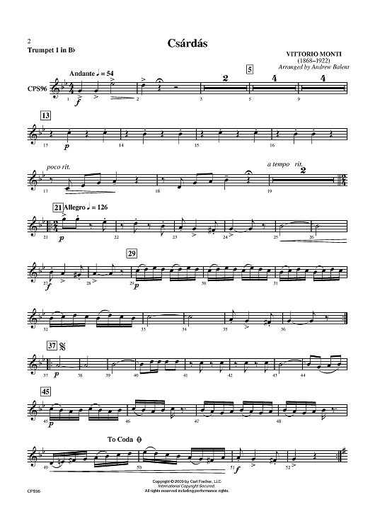 Csardas - Trumpet 1 in B-flat
