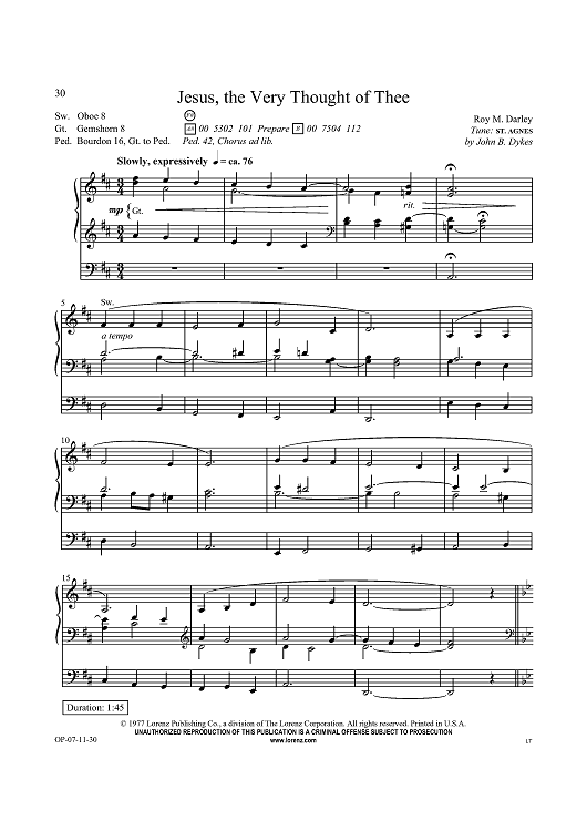 Jesus, the Very Thought of Thee