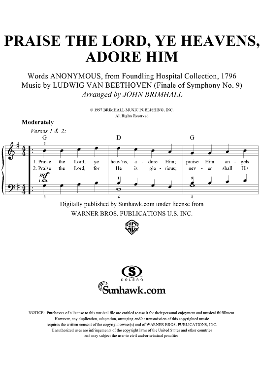 Praise the Lord, Ye Heavens, Adore Him
