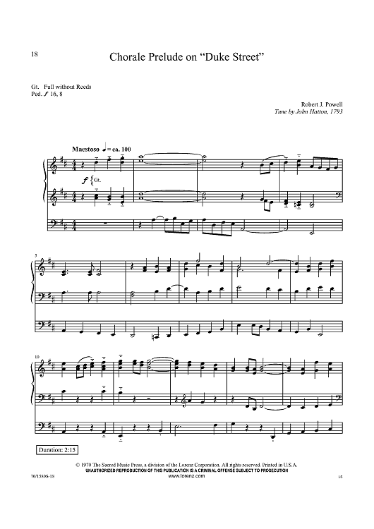 Chorale Prelude on “Duke Street”" Sheet Music for Organ Solo ... Image John Hatton image beautiful - Chorale Prelude on “Duke Street”" Sheet Music for Organ Solo ...