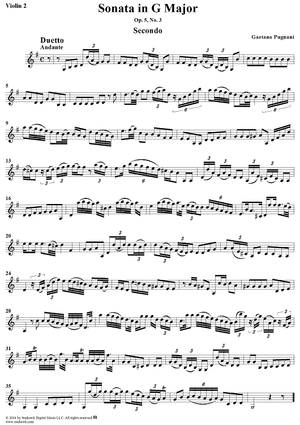 Sonata in G Major, Op. 5, No. 3 - Violin 2