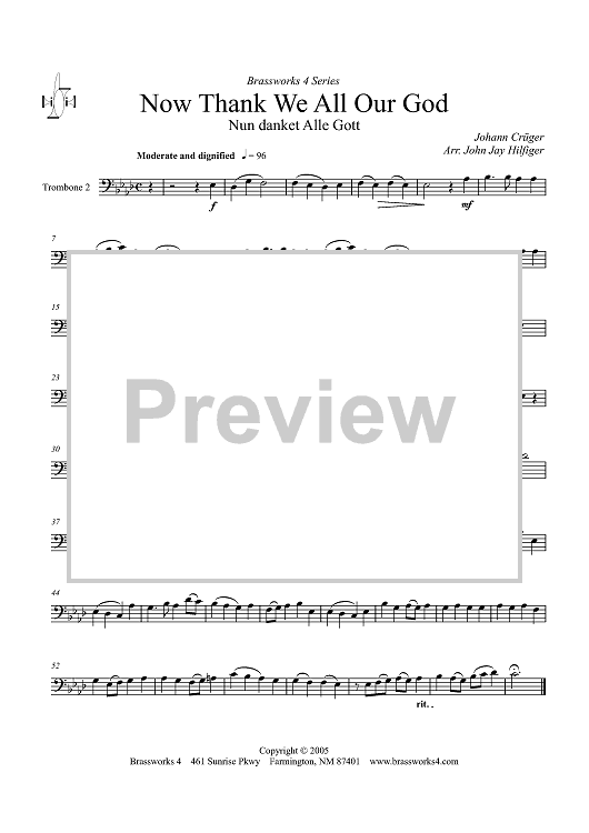 Thank We All Our God (Nun danket Alle Gott) - Trombone 2