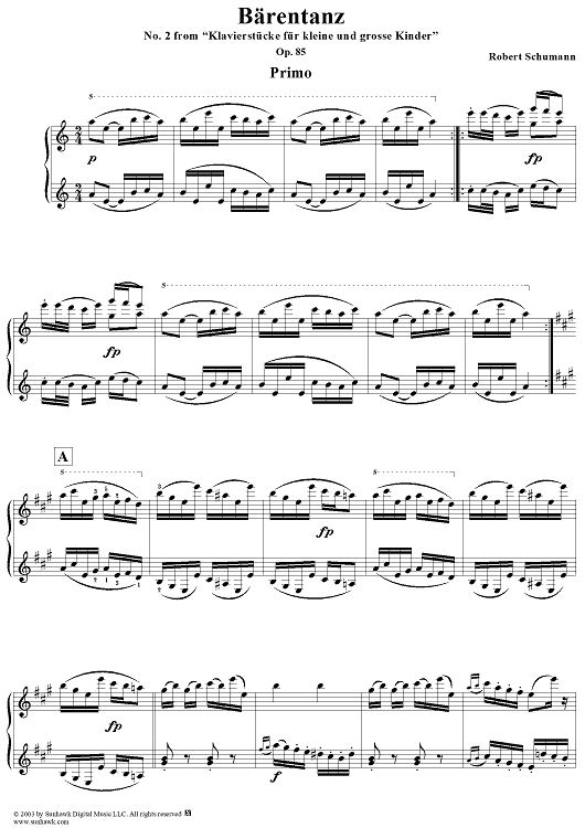 Bärentanz, No. 2 from "12 Klavierstücke für kleine und grosse Kinder" (Op. 85)