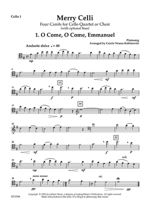 Merry Celli - Four Carols for Cello Quartet or Choir (with optional Bass) - Cello 1