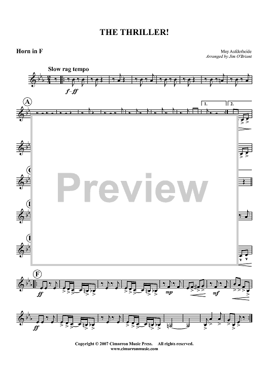 The Thriller (Rag) - Horn in F