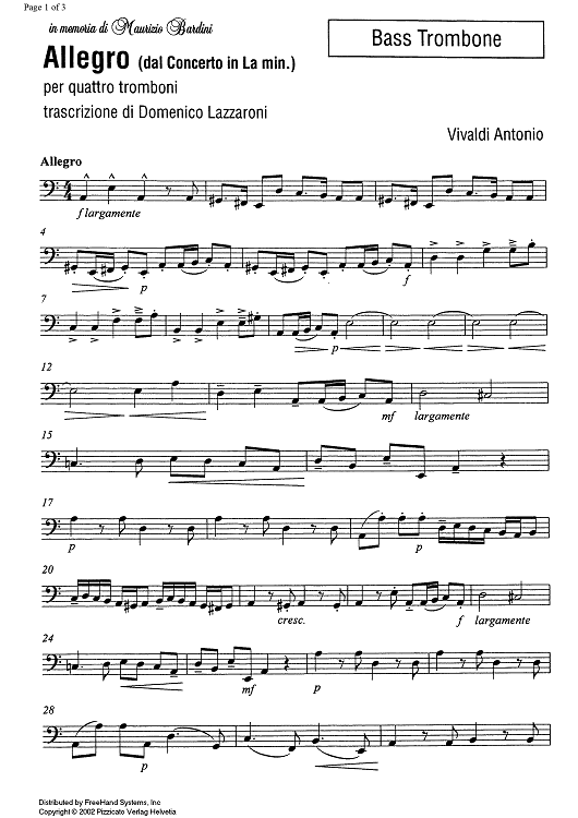 Allegro from a minor concerto - Bass Trombone