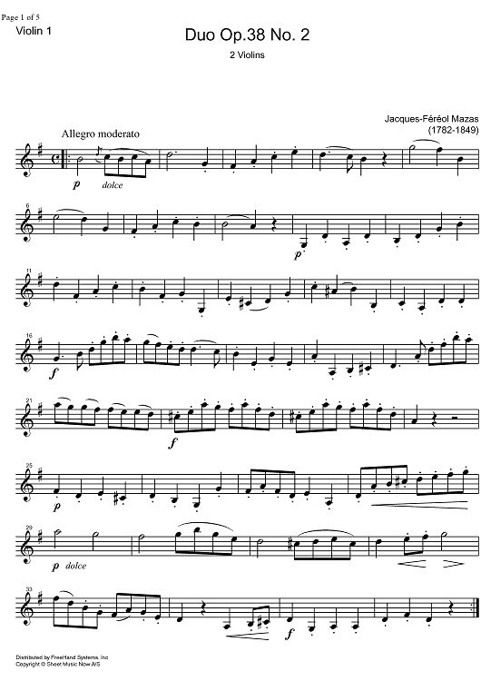 Duo Op.38 No. 2 - Violin 1