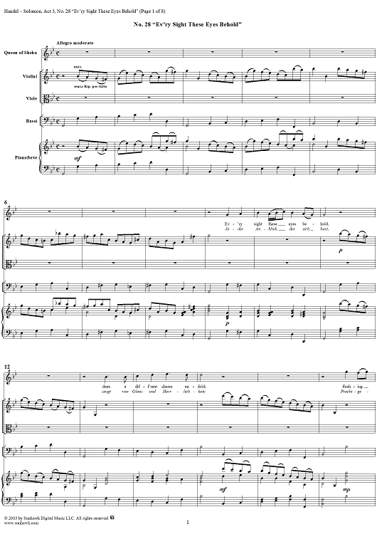 Ev'ry sight these eyes behold, No. 28 from Oratorio "Solomon", Act 3 (HWV67)