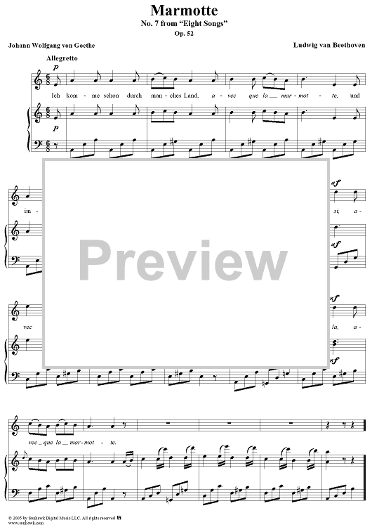 Marmotte, No. 7 from "Eight Songs", Op. 52