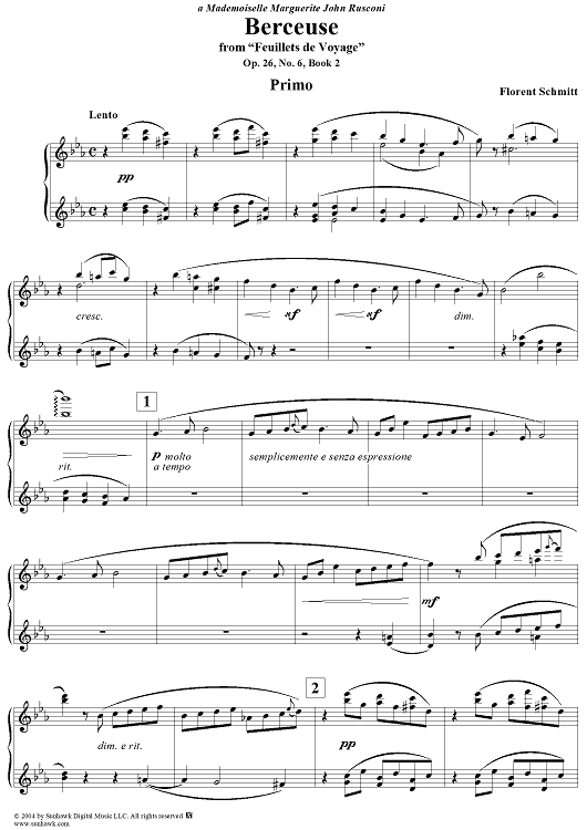 Berceuse, No. 6 from "Feuillets de Voyage", Op. 26, Book 2