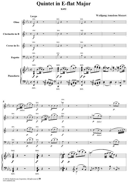Piano Quintet in E-flat Major - Piano Score