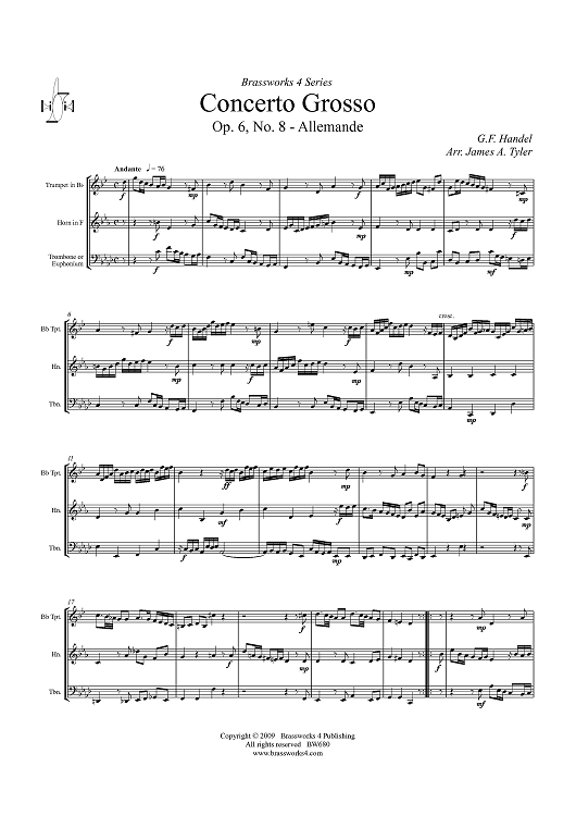 Concerto Grosso, Op. 6, No. 8 - Allemande - Score