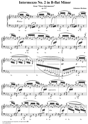 Intermezzo No. 2 in B-flat Minor  from Three Intermezzos, Op. 117