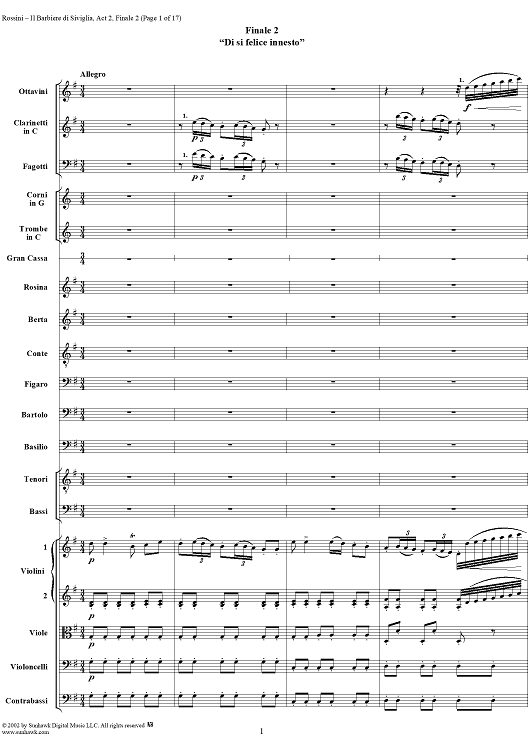 Finale 2: Di si felice innesto, No. 21 from "Il Barbiere di Siviglia" - Full Score