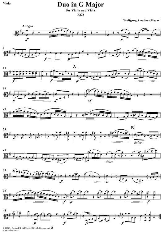 Duo in G Major - Viola