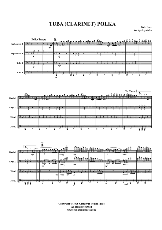 Tuba (Clarinet) Polka - Score