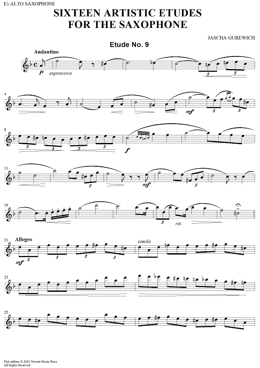 Sixteen Artistic Etudes for the Saxophone: Etudes 9 - 16