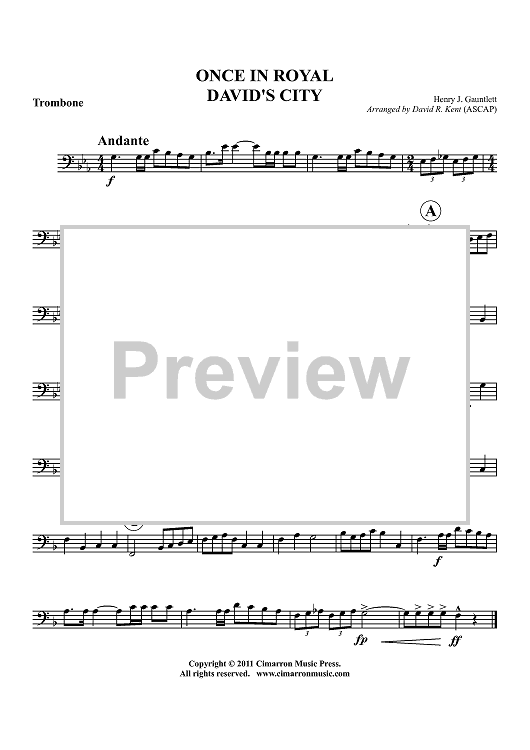 Once in Royal David's City - Trombone