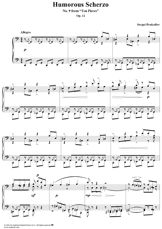Humorous Scherzo, No. 9 from "Ten Pieces", Op. 12