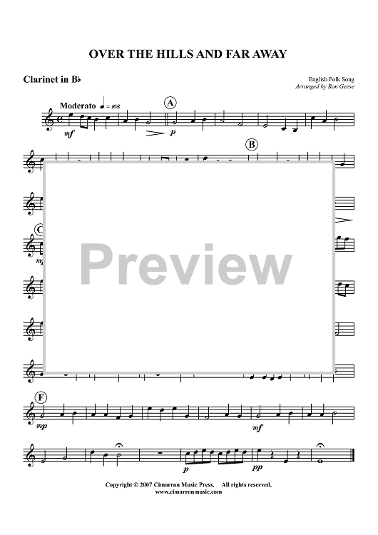 Over the Hills and Far Away - Clarinet in B-flat