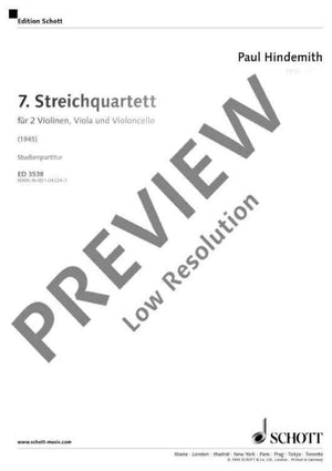 7th String Quartet in E flat in E flat major - Full Score
