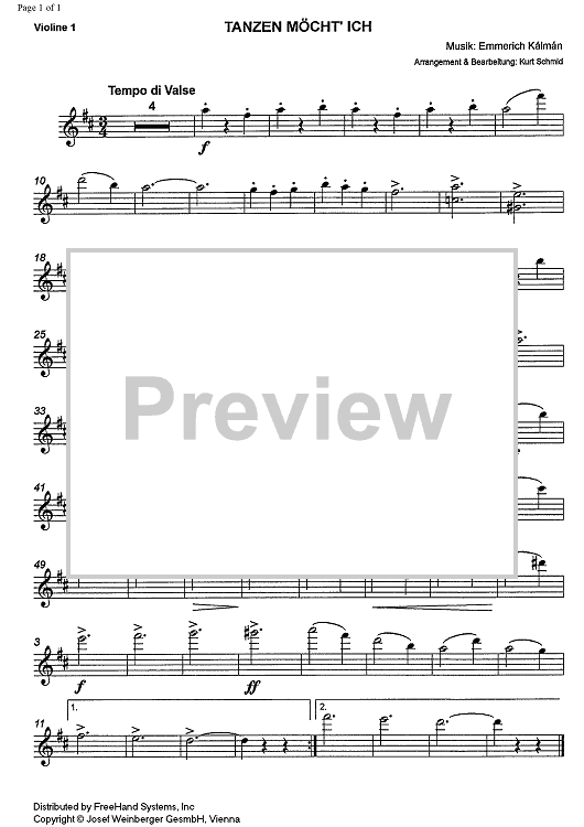 Tanzen möcht' ich! from Die Csardasfürstin - Violin 1