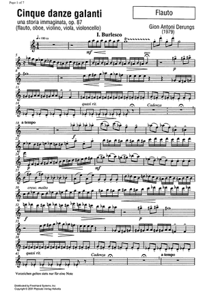 Cinque danze galanti (Five galant dances) Op.87 - Flute