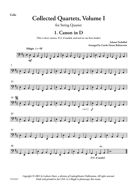 Collected Quartets Volume 1 - Cello