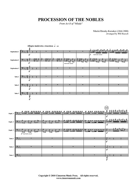 Procession of the Nobles - From Act II of "Mlada" - Score