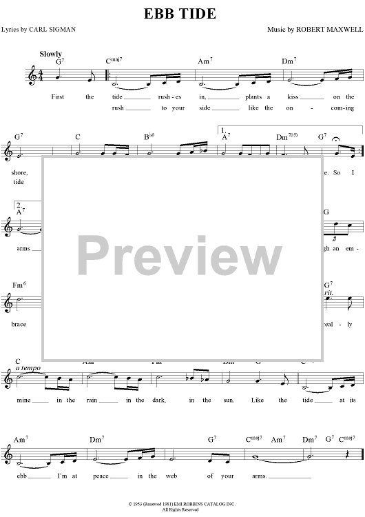 Ebb Tide" Sheet Music for Lead Sheet Sheet Music Now