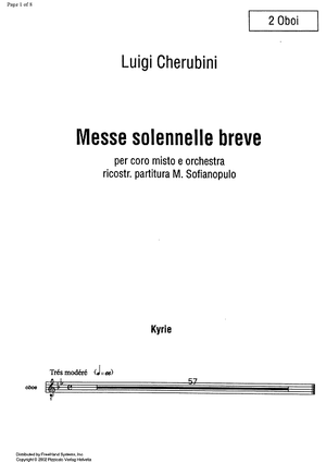 Messe solennele breve - Oboes 1 & 2
