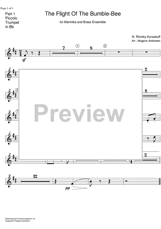The Flight of the Bumble-Bee from "The Tale of Tsar Sultan" - Piccolo Trumpet in B-flat