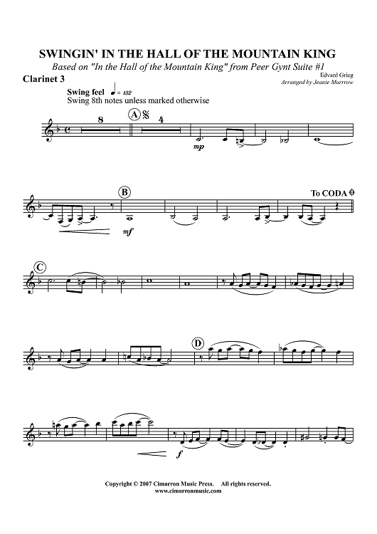 Swingin' in the Halls of the Mountain King - Clarinet 3