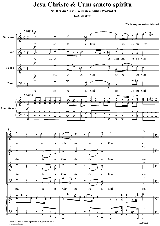 Jesu Christe & Cum sancto spiritu - No. 8 from Mass no. 18 in C minor ("Great")   - K427 (K417a)