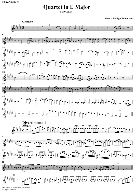 Quartet in E major - Flute 2/Violin 2