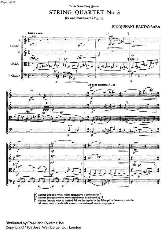 String Quartet No. 3 Op.18 - Score