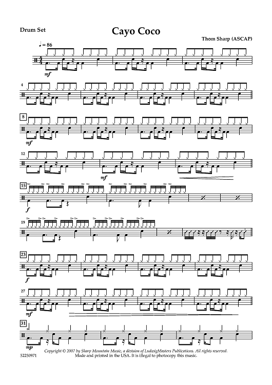 Cayo Coco for String Orchestra and Rhythm - Drum Set