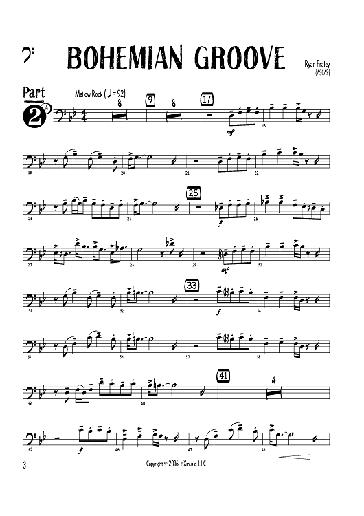 Bohemian Groove - Bass Clef Instruments Part 2
